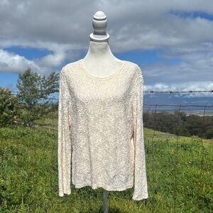 VTG Liz Claiborne Ivory Cream 
Unconventional Lace long Sleeve Top Romantic